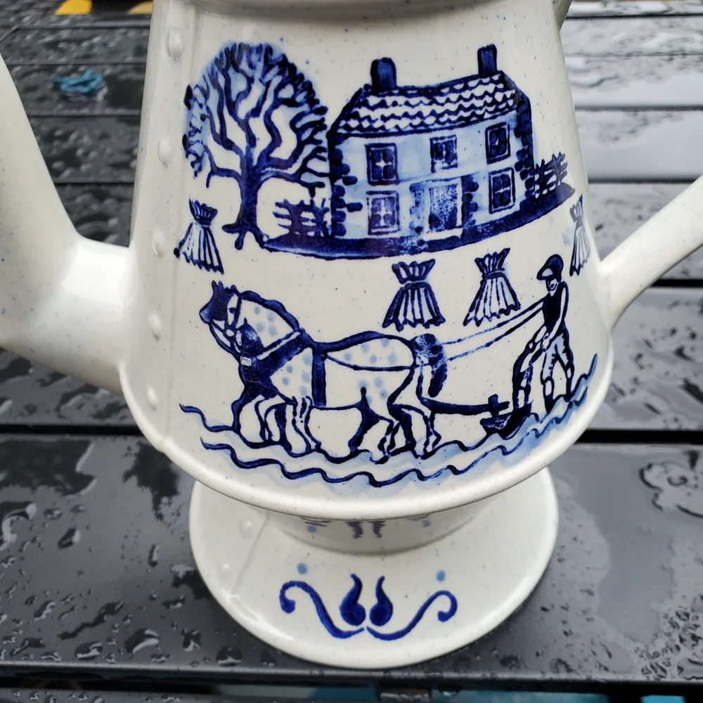 Vintage Metlox California Coffee Pot with Lid Poppy Trail Provinvial Blue